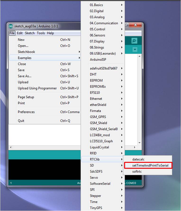 RTC example code RTC example code