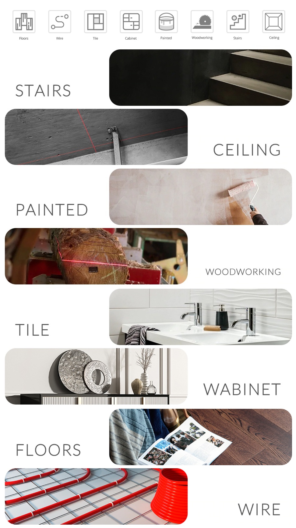 DEKO LL5 Series 360 Degrees Self-leveling Laser Applications DEKO LL5 Series 360 Degrees Self-leveling Laser Applications