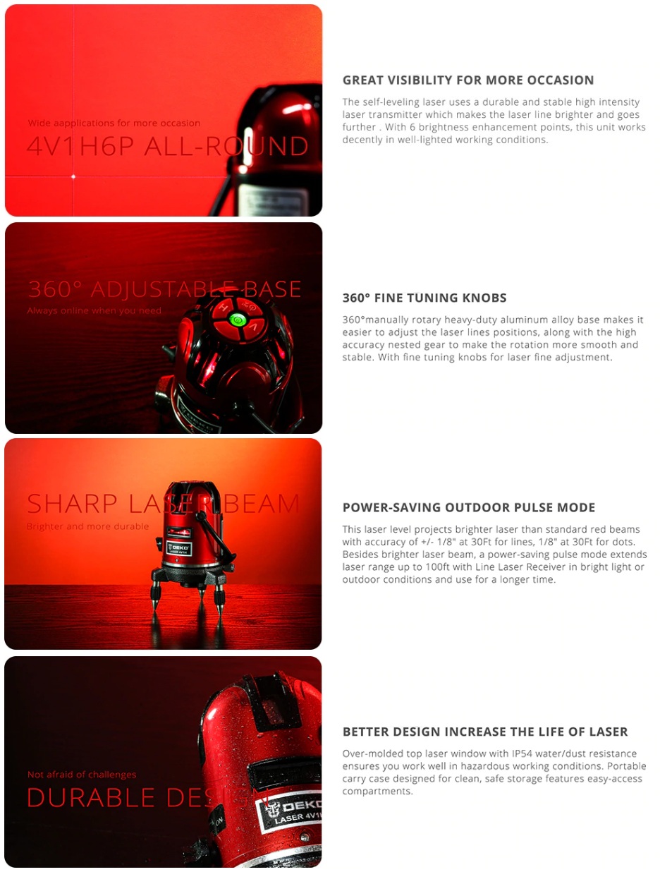 DEKO LL5 Series 360 Degrees Self-leveling Laser Features DEKO LL5 Series 360 Degrees Self-leveling Laser Features